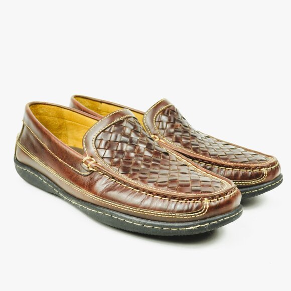 Johnston & Murphy Men\'s Size 8.5 Brown Woven Leather Slip On Loafers main image 6